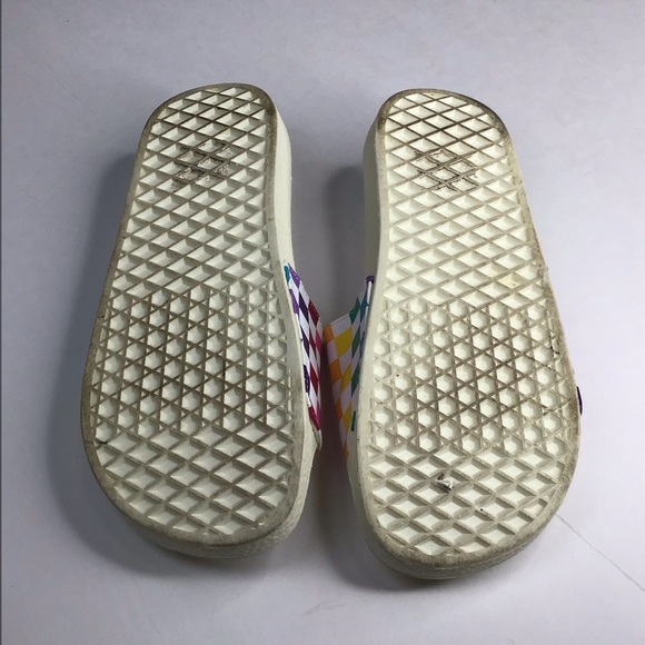 Vans Rainbow Checkered Slides Size 7. - Picture 9 of 9
